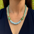 Blue Beaded Statement Necklace: Ashanti Glass and Wooden Beads, Game Day Jewelry