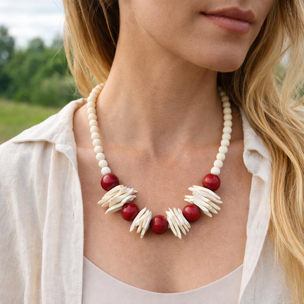 Alabama Crimson Tide Beaded Statement Necklace, Game Day Jewelry