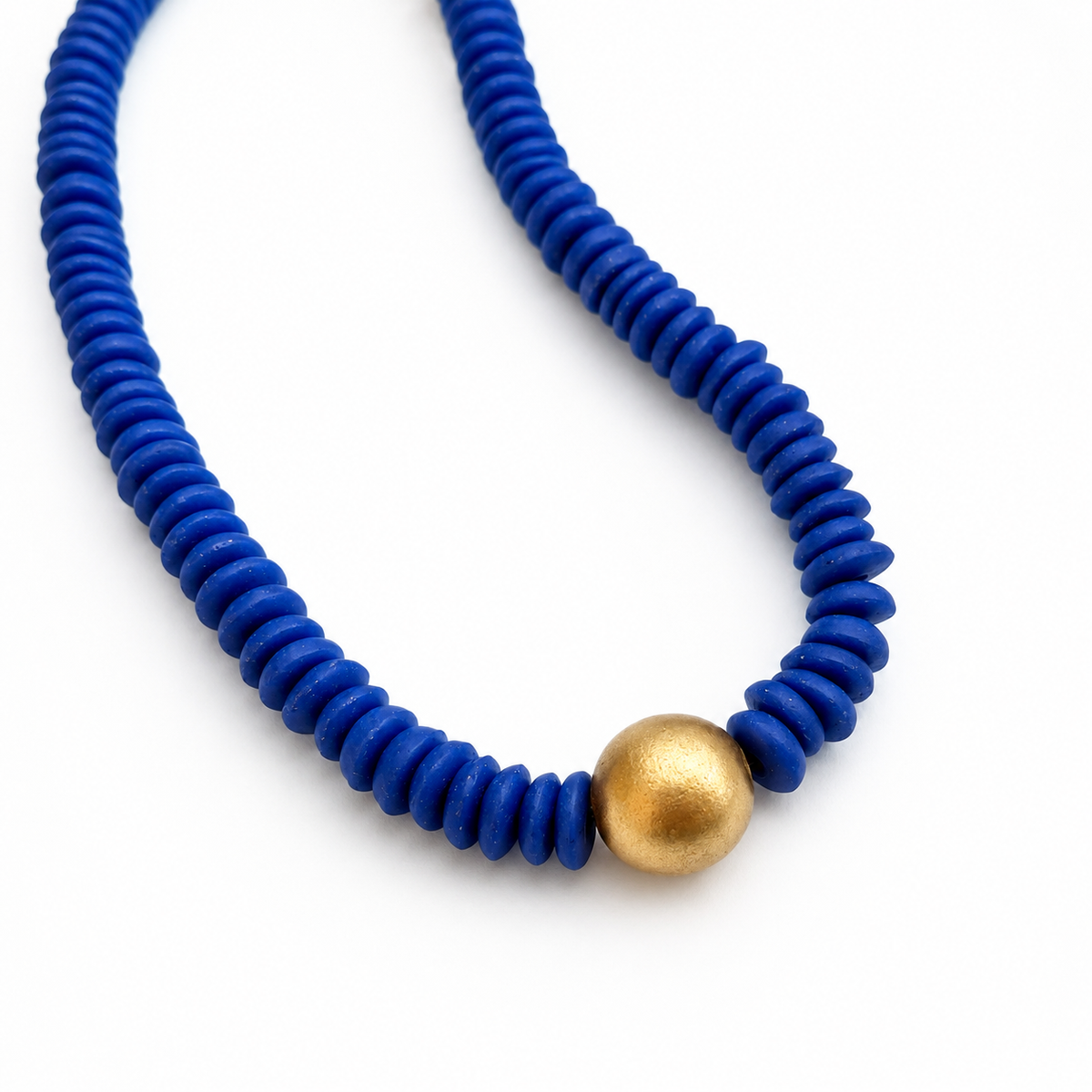 Blue Ashanti Glass Beaded Necklace: Game Day Jewelry