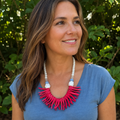 Red and White Alabama Game Day Necklace, Ashanti Glass Beaded Necklace, NC State Game Day Necklace