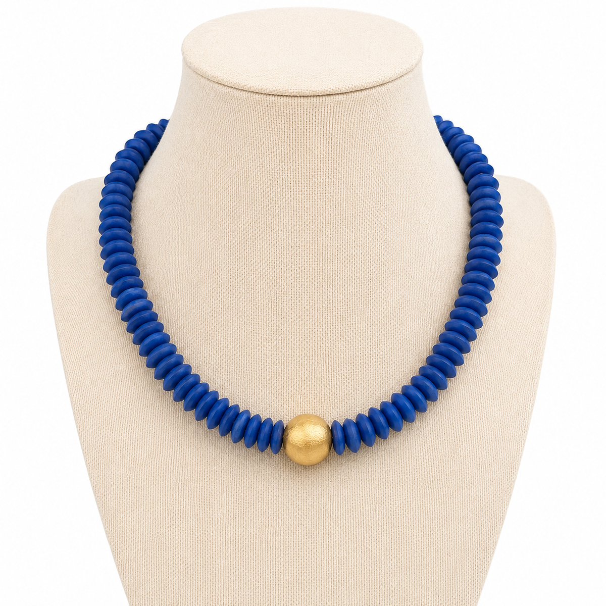 Blue Ashanti Glass Beaded Necklace: Game Day Jewelry