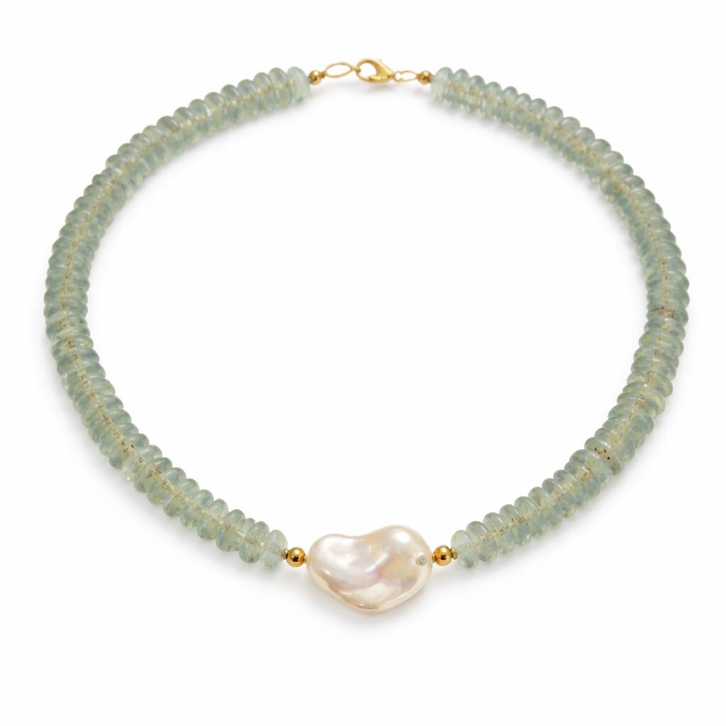 Glass Beaded Statement Necklace: Glass Beads, Baroque Pearl Pendant